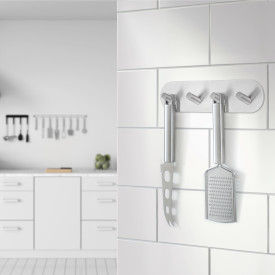 Beslagsboden knaggrekke, børstet rustfritt stål