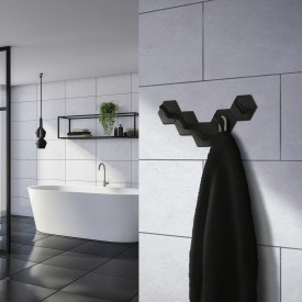 Beslagsboden håndkleknagg, matt sort