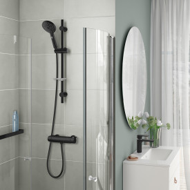 Gustavsberg rundt dusjsett, matt sort