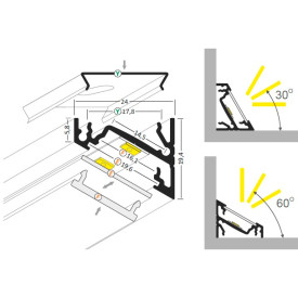 All-Light LED skinne, vinklet, hvid