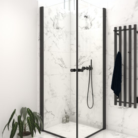 Dansani Match dusjdør, modell A, 77 cm, klart glass, svart profil