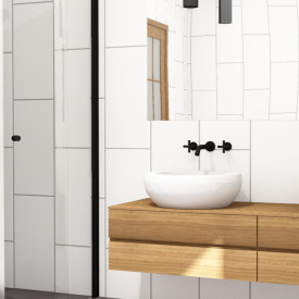 Brasta Katarina brusedør, 87,5 cm, klart glas, sort profil