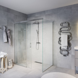 Brasta Milda Soft dusjhjørne, 119x79,8 cm, klart glass, krom profil