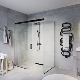 Brasta Milda Soft dusjhjørne, 119x79,8 cm, klart glass, sort profil