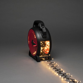 Konstsmide Cluster ljusslinga utomhus på kabeltrumma, 800 varmvita ljus, 17,58 meter