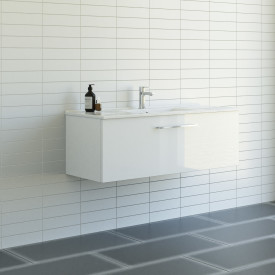 Dansani Mido+ møbelpakke, 121x45,5 cm, hvit høyglans