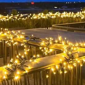 6 stk Sirius Top-Line Energy Cluster udendørs lyskæde, 200 varm hvide lys, 3 meter, forlænger