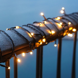 6 stk Sirius Top-Line Energy udendørs lyskæde, 100 varm hvide lys, 10 meter, forlænger