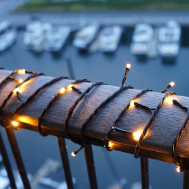 6 stk Sirius Top-Line Energy udendørs lyskæde, 50 varm hvide lys, 5 meter, startsæt