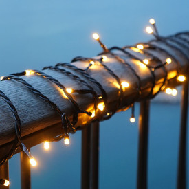 6 stk Sirius Top-Line Energy udendørs lyskæde, 50 varm hvide lys, 5 meter, forlænger