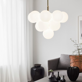 MERLOT Pendel 13L messing/hvid