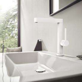 Hansgrohe Finoris 230 servantbatteri, uttrekkbar tut, matt hvit