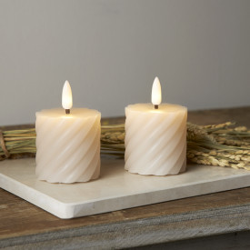 Star Trading Flamme Swirl LED blokklys, batteri, beige