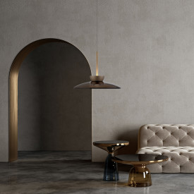 Pure Moon glas pendel m. comfort lift, Ø320mm tonet brun