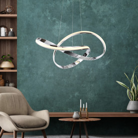 Melinda rund snoet pendel, 30W Ø570mm blank krom