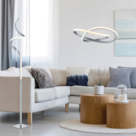 Trio Lighting Course gulvlampe, nikkel