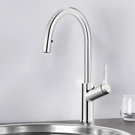 Blanco Carena-S kjøkkenarmatur, uttrekkbar tut, krom