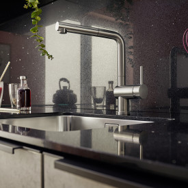 Blanco Linus-S kjøkkenarmatur, uttrekkbar tut, sort krom