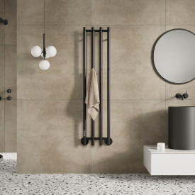 Strømberg Leno håndkletørker, el, 125x28 cm, matt sort