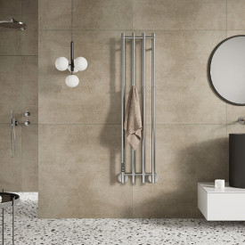 Strømberg Leno håndkletørker, el, 125x28 cm, polert rustfritt stål