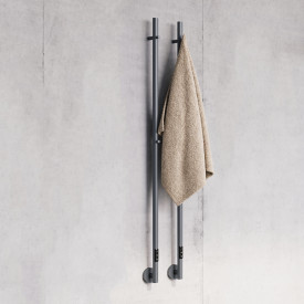 Strømberg Torre håndkletørker, el, 150x3,5 cm, børstet sort krom