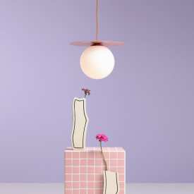 Aldex Loop pendellampe, Ø25 cm, korall