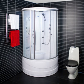 Arrow duschkabin 6025, massagedusch, takdusch, högt kar, klart glas