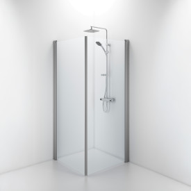 Contura Shower Space dusjvegg, 79x79 cm, klart glass, aluminiumsprofil