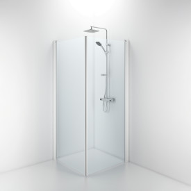Contura Shower Space dusjdør, 87 cm, klart glass, hvit profil