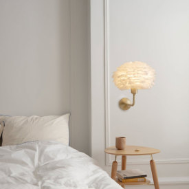 Umage Eos lampeskjerm med fjær, hvit, Ø35 cm