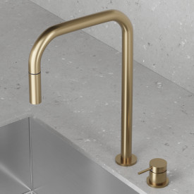 Scandtap Harmonized K2P Square køkkenarmatur, børstet messing