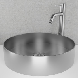 Scandtap Rare R håndvask, Ø37,5 cm, børstet rustfrit stål