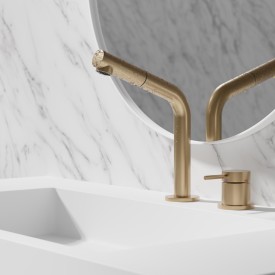 Scandtap Harmonized B2P servantbatteri, uttrekkbar tut, uten bunnventil, sand