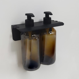 Hefe Gedy dobbel såpeflaskeholder, mat sort