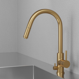 Scandtap Access D köksblandare, diskmaskinsavstängning, borstad mässing