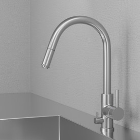 Scandtap Access D köksblandare, diskmaskinsavstängning, borstad stål