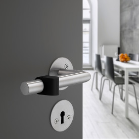 Beslagsboden dørstopper for dørhåndtak, svart