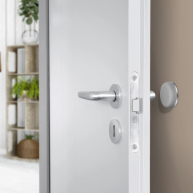 Dørstopper for vegg, grå gummi/børstet rustfritt stål