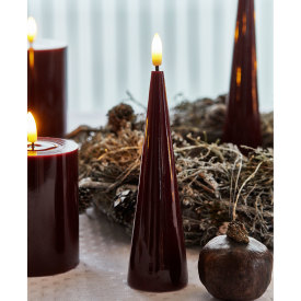 Sirius Sille kjegle LED blokklys, batteri, bordeaux, H17 cm