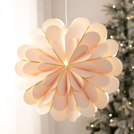 Markslöjd Marigold julestjerne med lys, 45 cm, lyserød