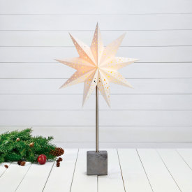 Markslöjd Hård julestjerne med lys, 35 cm, hvid