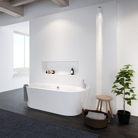 Strømberg Lago Back-To-Wall badekar, 1650 x 755 mm