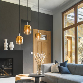 SLV Pantilo pendellampa, guld/krom, Ø20 cm