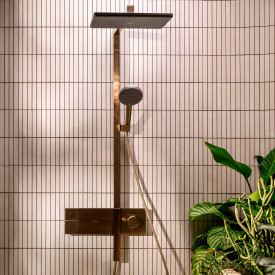 Hansgrohe Raindance Alive Q Showerpipe dusjsett, vannsparende, børstet bronse