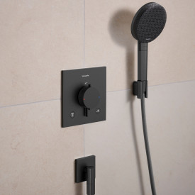 Hansgrohe Raindance Alive Select S dusjsett, vannsparende, børstet sort krom