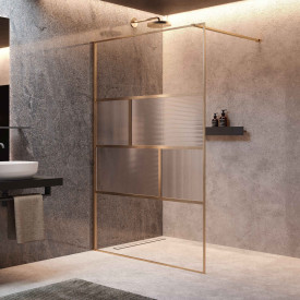 Novellini HC ART fastvegg, 77-78,5 cm, rillet glass, børstet bronse profil