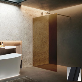 Novellini HP ART fastvegg, 77-78,5 cm, champagneglass, sort matt profil