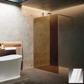 Novellini HP ART fastvegg, 117-118,5 cm, champagneglass, hvit matt profil