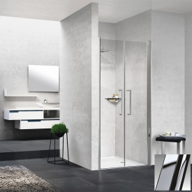 Novellini Young 2.0 2B salongdør for nisje, 87-91 cm, klart glass, krom profil