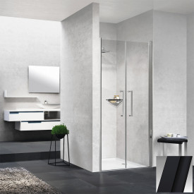 Novellini Young 2.0 2B salongdør for nisje, 87-91 cm, klart glass, sort matt profil